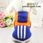 Blue orange stripes warm winter pet hoodie