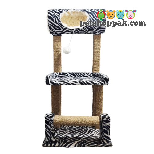 cat scratching post with round house step roller