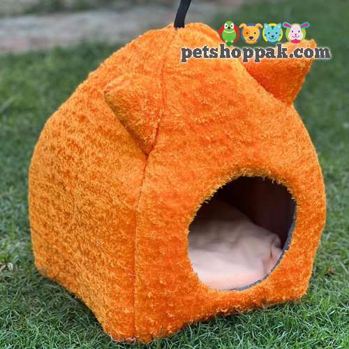 cat furry tent house orange