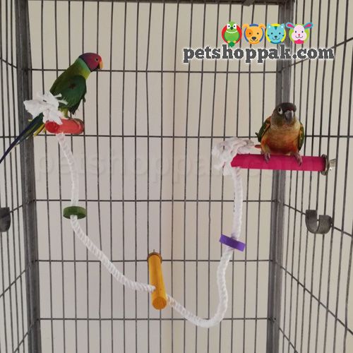 parrot cage 3 perch rope hanging