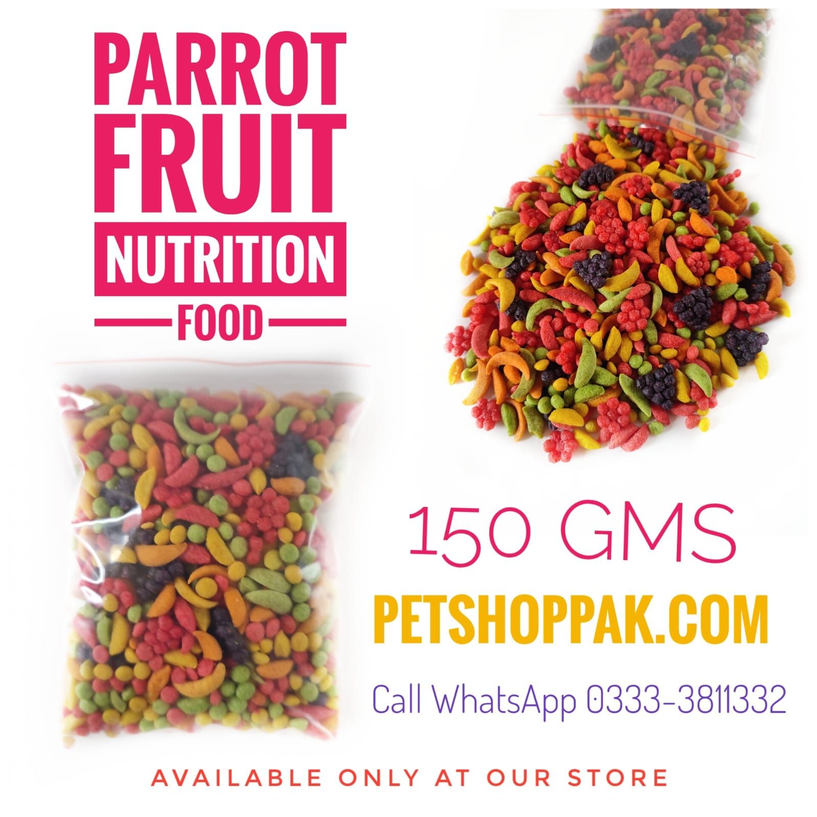 parrot fruit nutrition food 150gms
