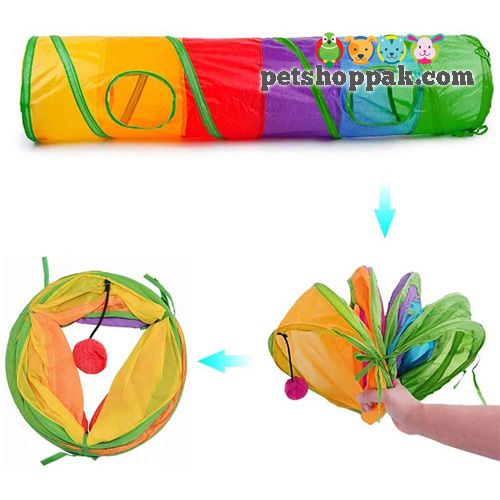 rainbow cat tunnel with two holes toy