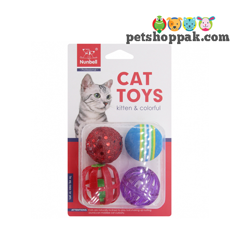 Nunbell Cat Toys Kitten and Colorful Pack of 4 Balls