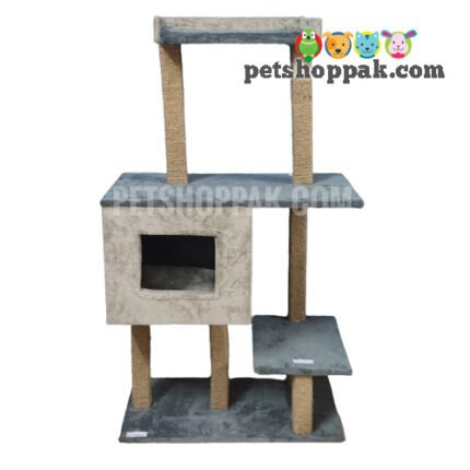 Cat House with Step and Top Bed Scratching Post