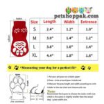 Pet Socks for Cats and Dogs size chart